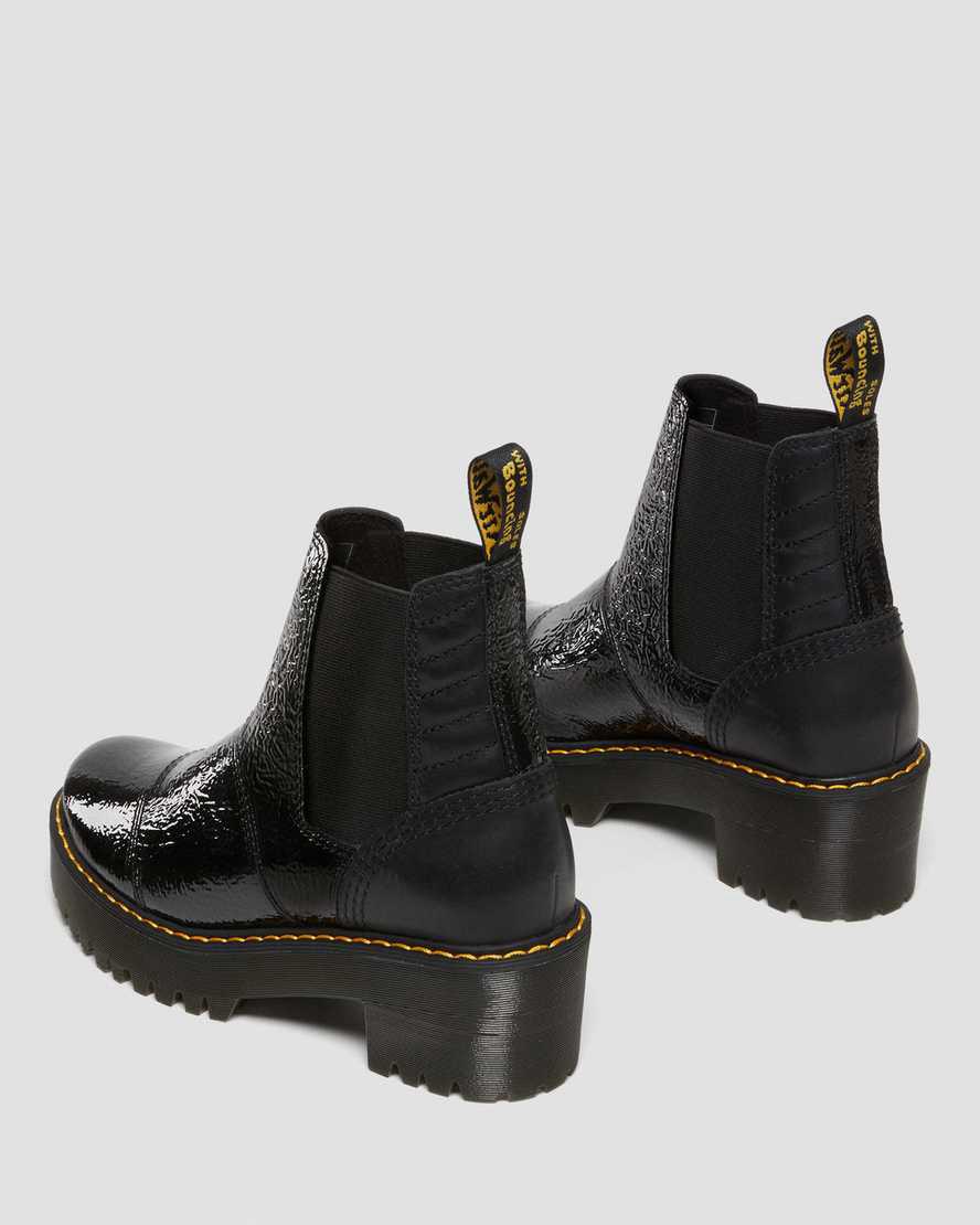 Dr Martens Rozalie Distressed Rugan Topuklu Kadın Chelsea Bot Siyah  Türkiye |  58739-MJEI