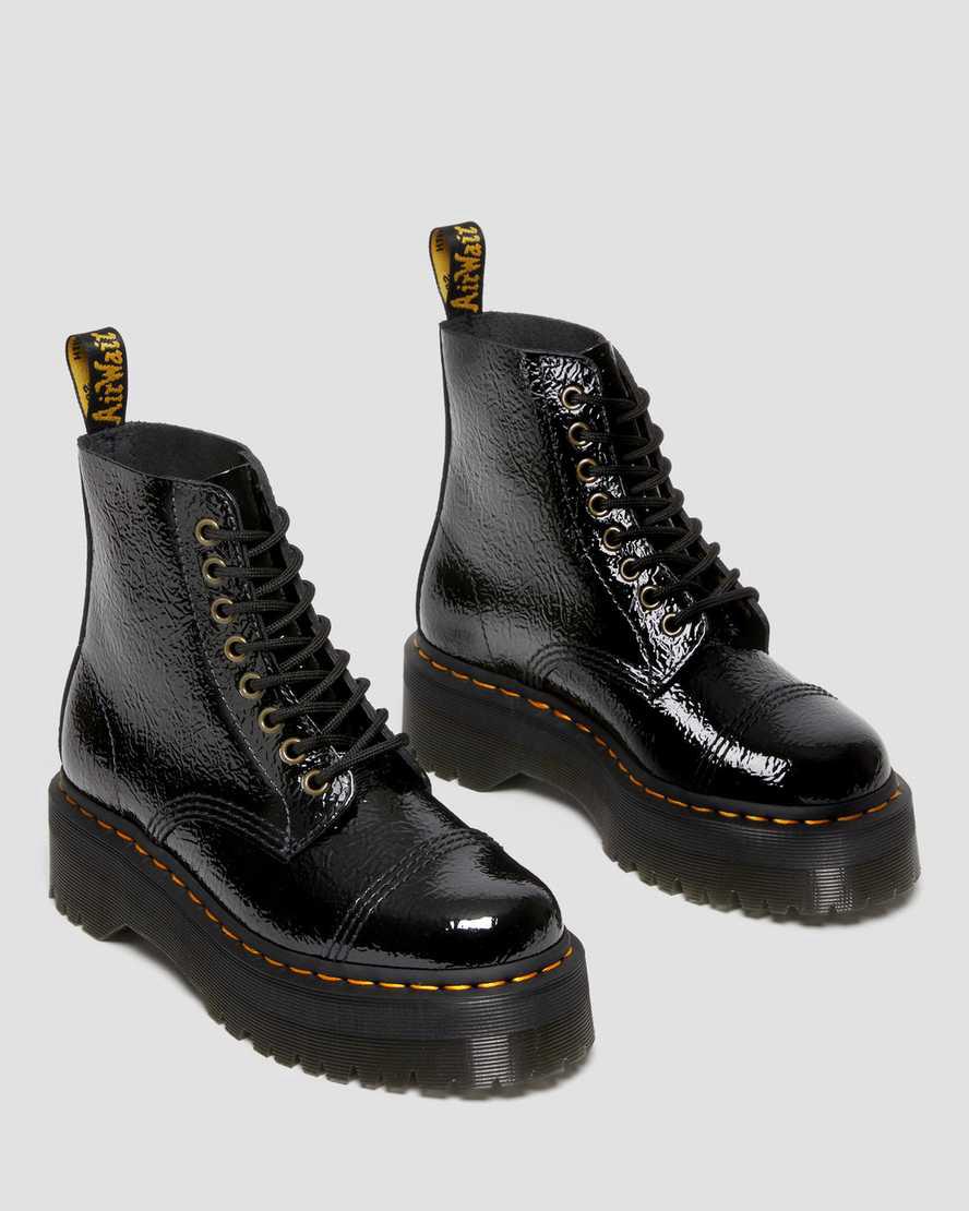 Dr Martens Sinclair Distressed Rugan Deri Platform Kadın Bilek Boy Bot Siyah  Türkiye |  45201-OLKG