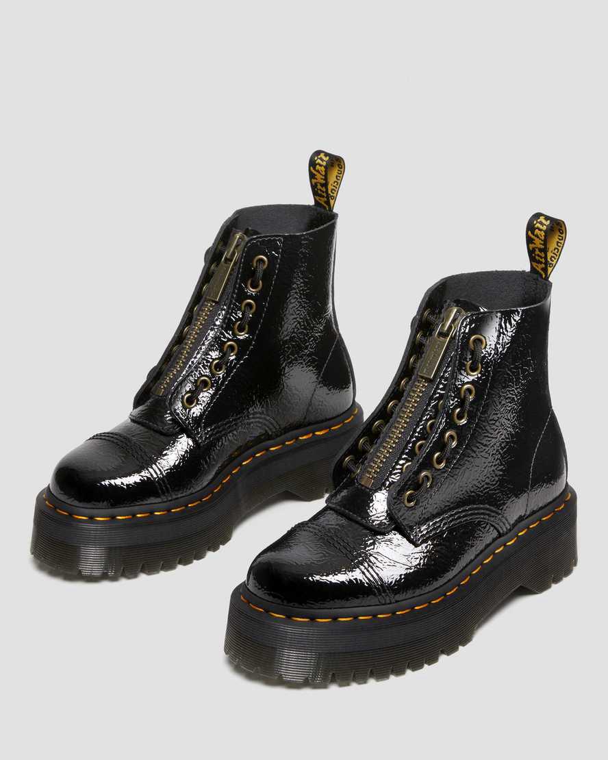 Dr Martens Sinclair Distressed Rugan Deri Platform Kadın Bilek Boy Bot Siyah  Türkiye |  45201-OLKG