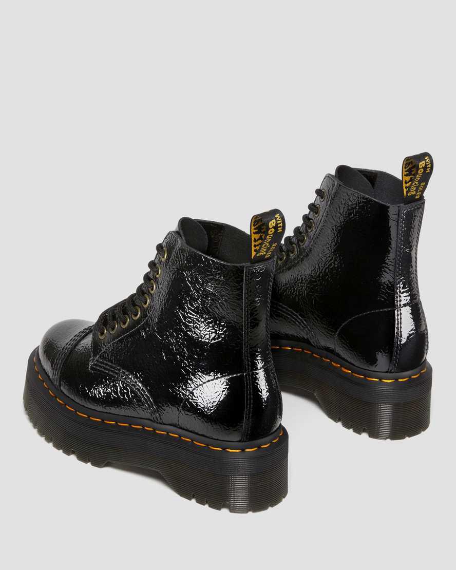 Dr Martens Sinclair Distressed Rugan Deri Platform Kadın Bilek Boy Bot Siyah  Türkiye |  45201-OLKG