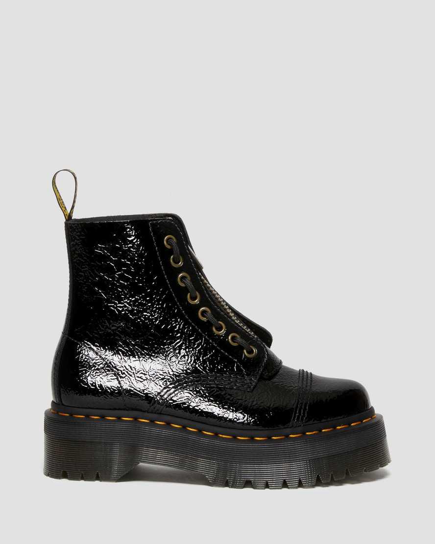 Dr Martens Sinclair Distressed Rugan Deri Platform Kadın Bilek Boy Bot Siyah  Türkiye |  45201-OLKG