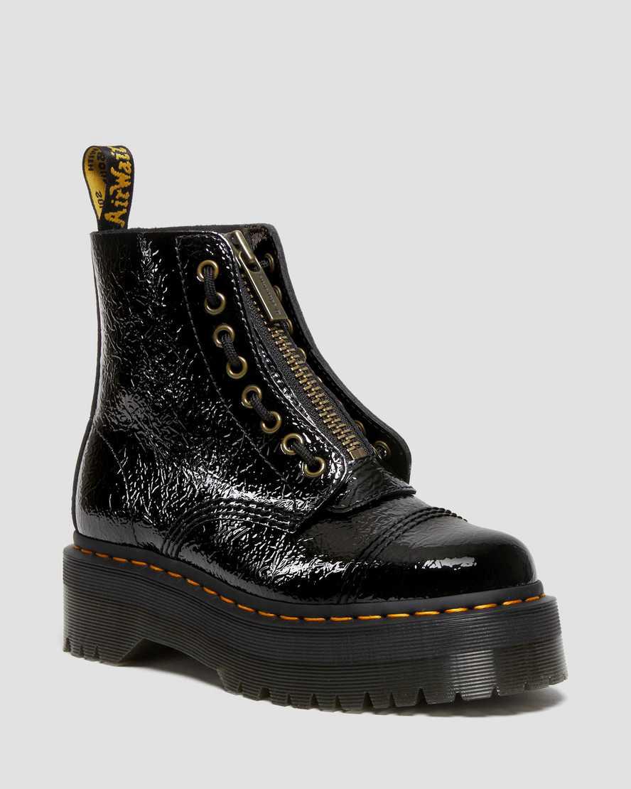 Dr Martens Sinclair Distressed Rugan Deri Platform Kadın Bilek Boy Bot Siyah  Türkiye |  45201-OLKG