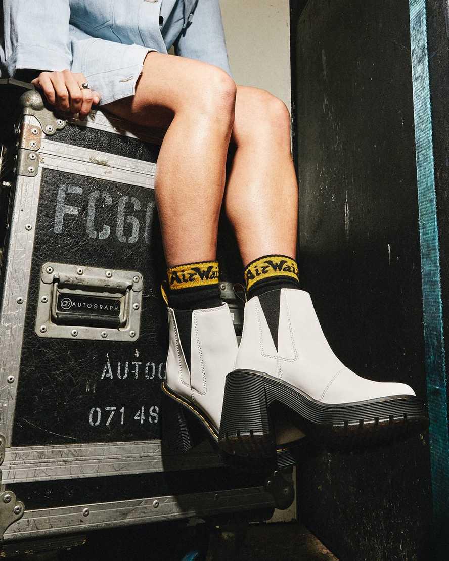 Dr Martens Spence Deri Flared Heel Kadın Chelsea Bot Beyaz  Türkiye |  89703-QHKZ
