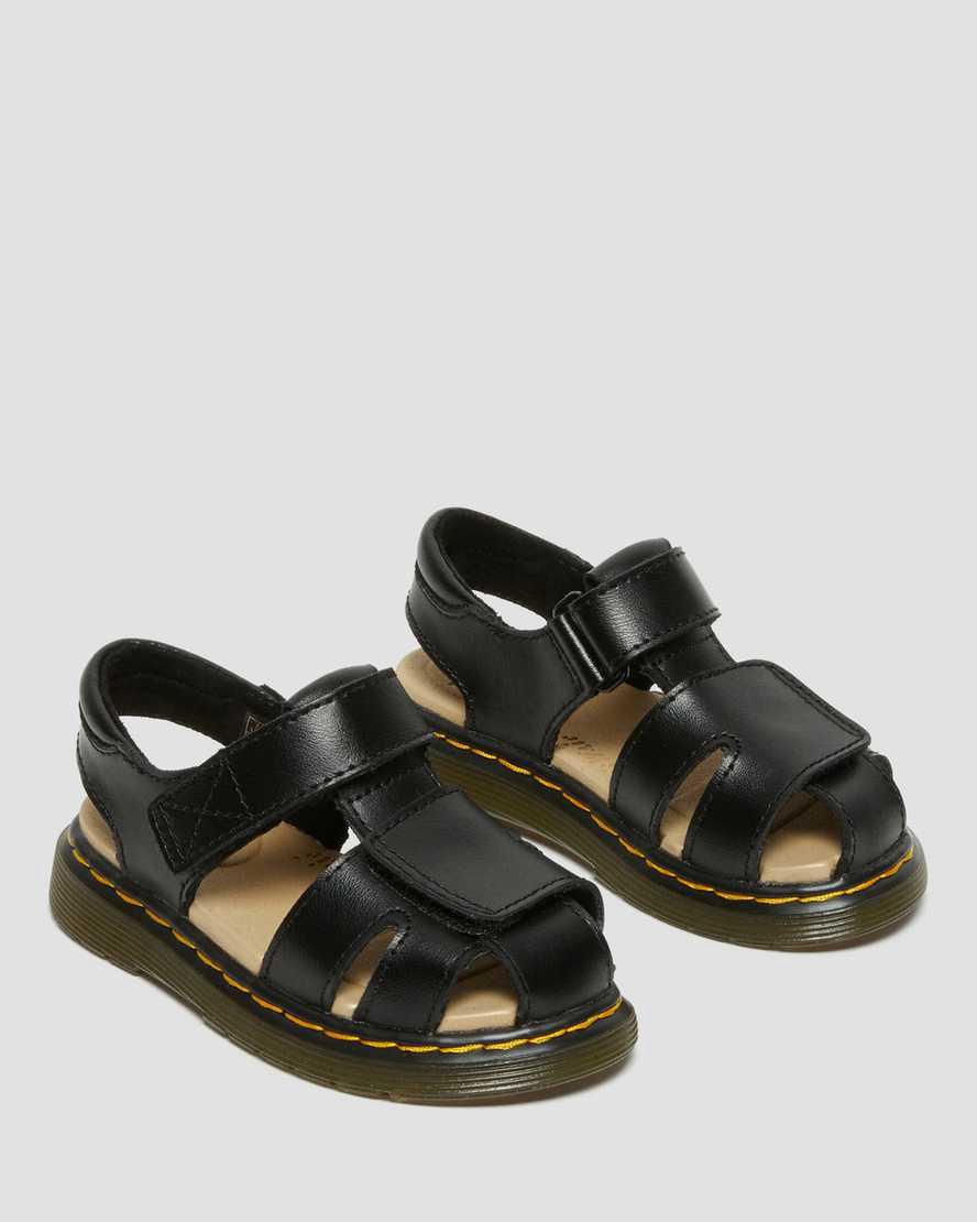 Dr Martens Toddler Moby II Deri Cırt Cırt Çocuk Sandalet Siyah  Türkiye |  01394-LEAY