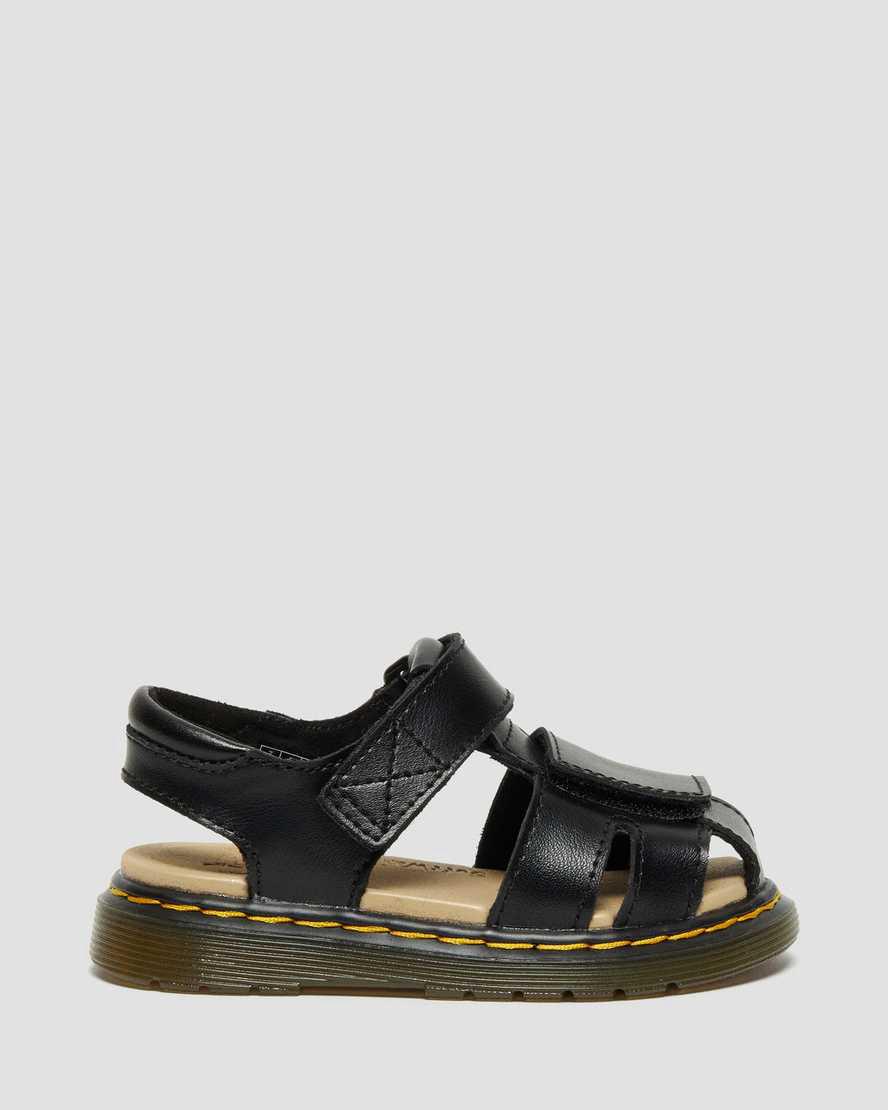 Dr Martens Toddler Moby II Deri Cırt Cırt Çocuk Sandalet Siyah  Türkiye |  01394-LEAY