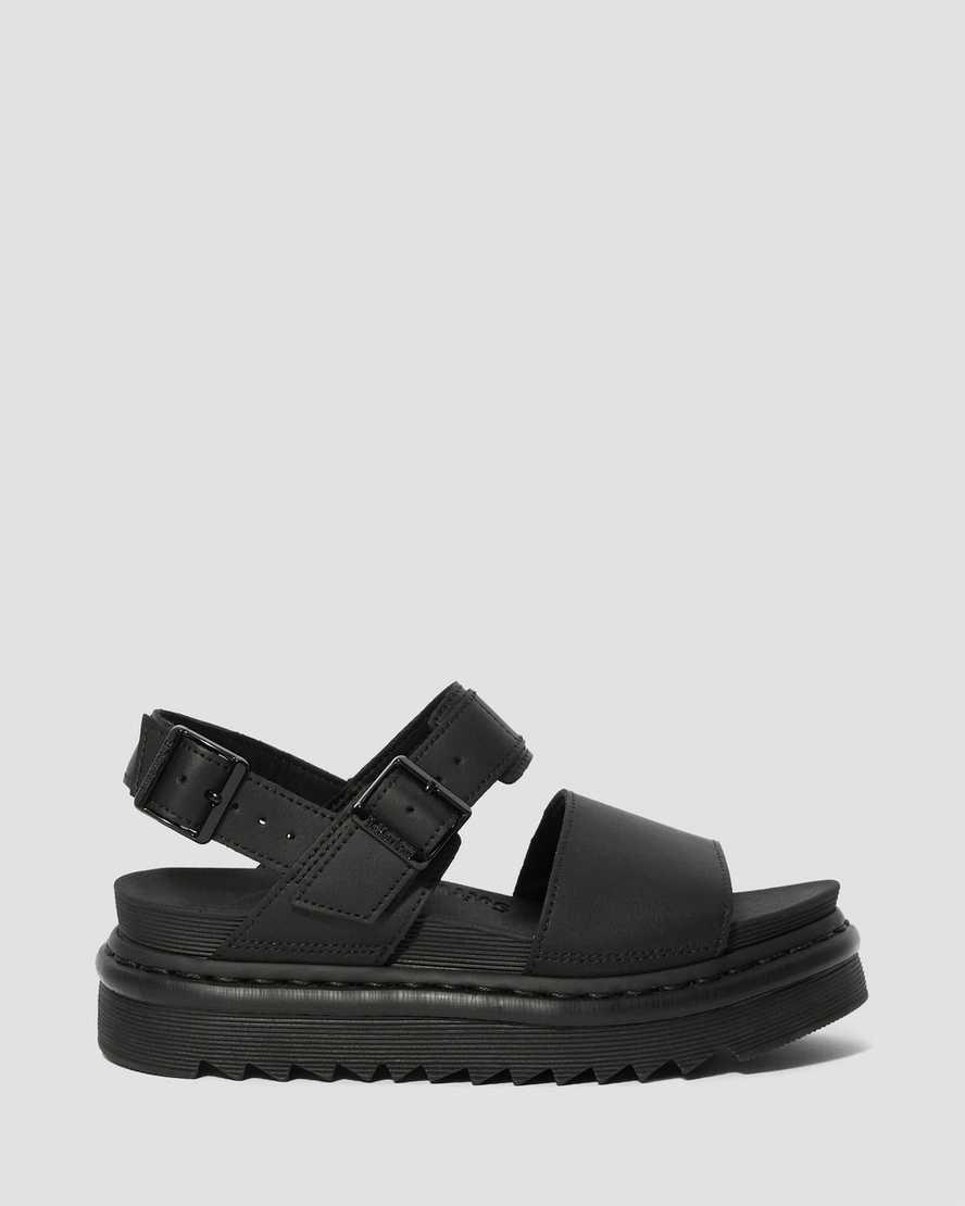 Dr Martens Voss Deri Askılı Kadın Platform Sandalet Siyah  Türkiye |  54791-EOBN