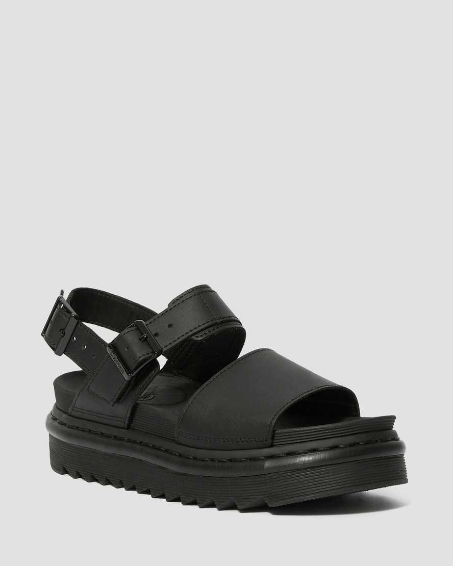 Dr Martens Voss Deri Askılı Kadın Platform Sandalet Siyah  Türkiye |  54791-EOBN