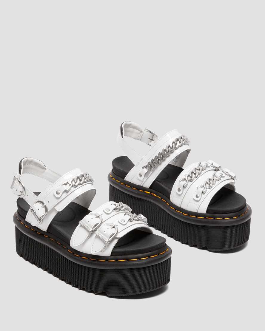 Dr Martens Voss II Chain Rugan Deri Kadın Platform Sandalet Beyaz  Türkiye |  28365-PEVK