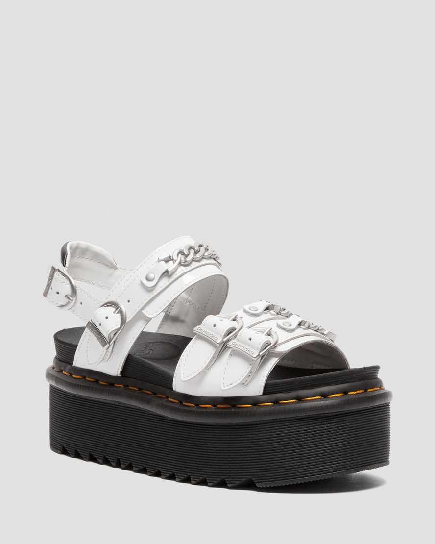 Dr Martens Voss II Chain Rugan Deri Kadın Platform Sandalet Beyaz  Türkiye |  28365-PEVK