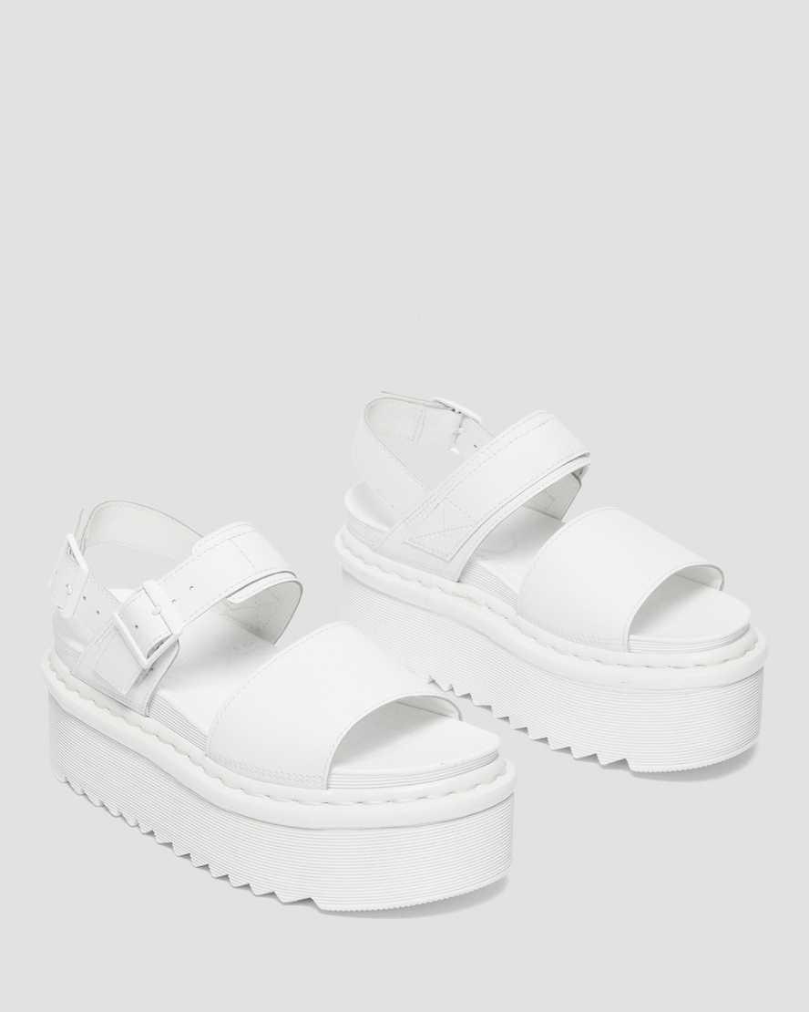 Dr Martens Voss Mono Deri Askılı Kadın Platform Sandalet Beyaz  Türkiye |  10358-FCJT