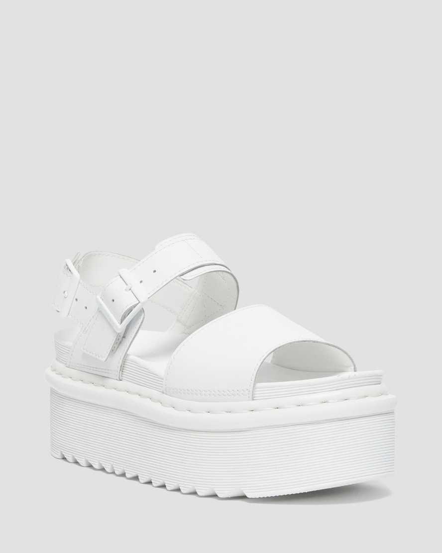 Dr Martens Voss Mono Deri Askılı Kadın Platform Sandalet Beyaz  Türkiye |  10358-FCJT