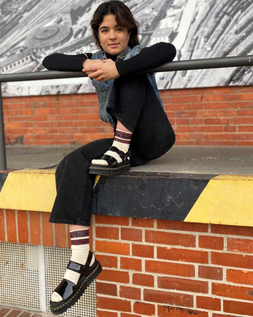 Dr Martens Voss Rugan Deri Askılı Kadın Gladyatör Sandalet Siyah  Türkiye |  17089-NYBU