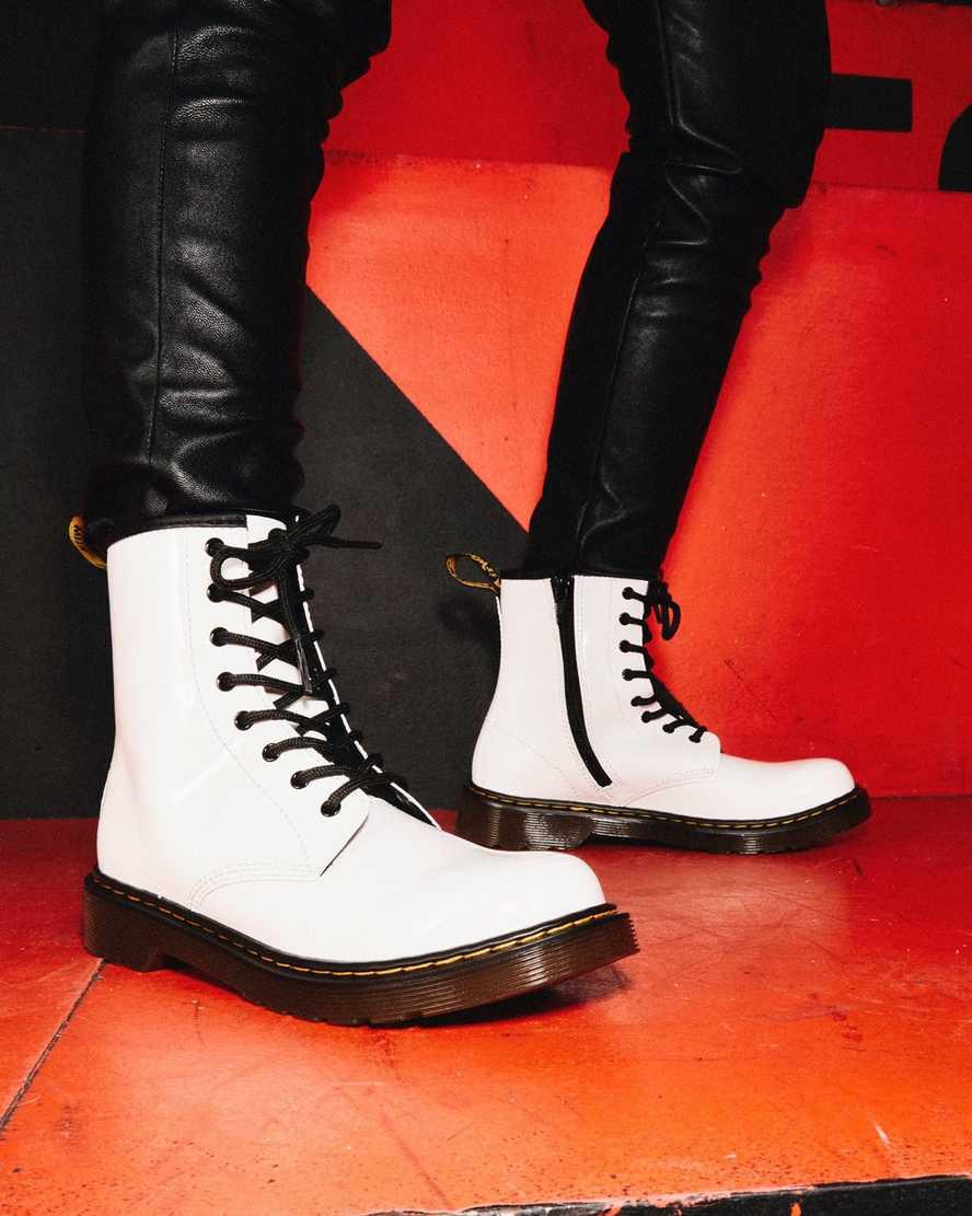 Dr Martens Youth 1460 Rugan Deri Çocuk Bağcıklı Bot Beyaz  Türkiye |  01859-GFNL