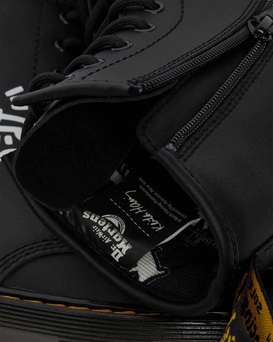 Dr Martens Youth Keith Haring 1460 Deri Çocuk Bağcıklı Bot Black/White  Türkiye |  34960-AKDI