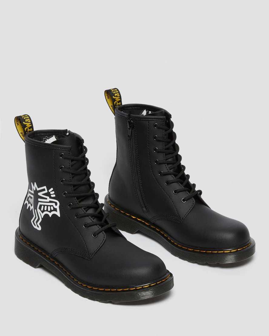Dr Martens Youth Keith Haring 1460 Deri Çocuk Bağcıklı Bot Black/White  Türkiye |  34960-AKDI