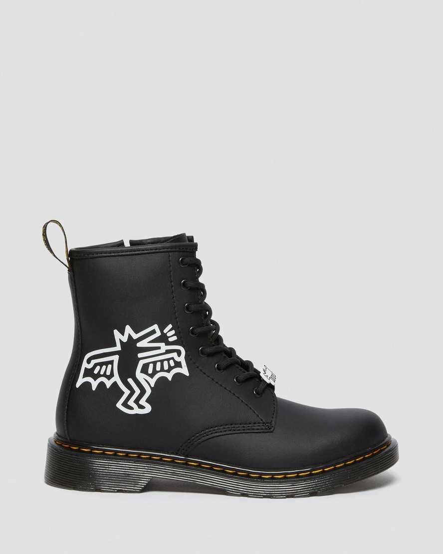 Dr Martens Youth Keith Haring 1460 Deri Çocuk Bağcıklı Bot Black/White  Türkiye |  34960-AKDI