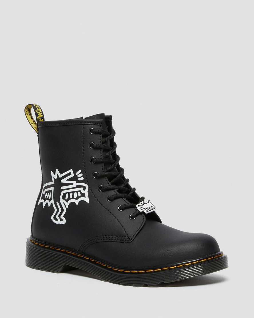 Dr Martens Youth Keith Haring 1460 Deri Çocuk Bağcıklı Bot Black/White  Türkiye |  34960-AKDI